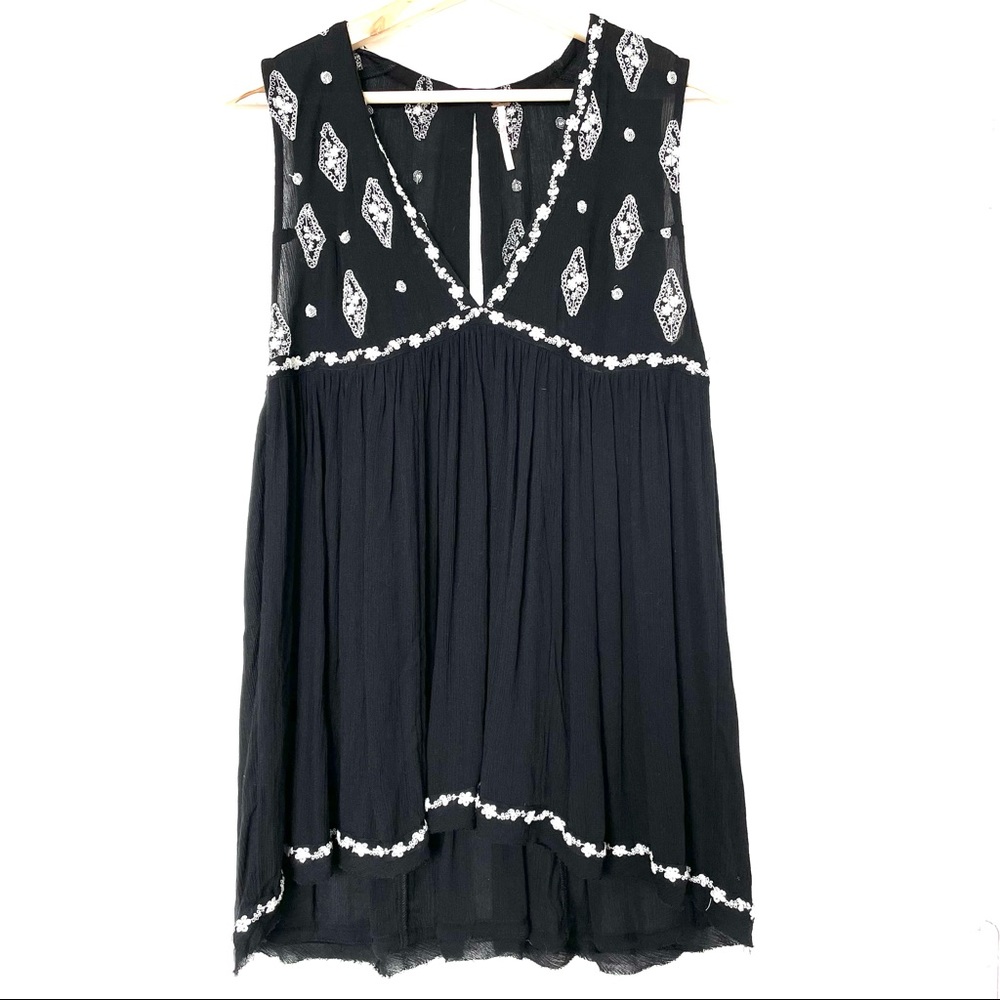 Free People Diamond Embroidered Sleeveless Top